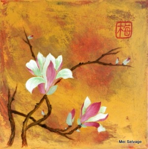 Magnolia Spring.12 x 12 acrylic on canvas JPG